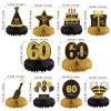 10PCS 60th Birthday Decorations Centerpieces for Table Decorations, Gold Black Happy 60th Birthday Honeycomb Table Topper Birthday Party Decoration for Men (Gold & Black, 60 Years) view 2