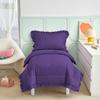 4 Piece Purple Toddler Bedding Set with Ruffle - 100% Egyptian Cotton, Toddler Bed - 1 Toddler Comforter + 1 Fitted Sheet 6" Drop + 1 Flat Sheet +1 Pillowcase for Baby Boys and Girls view 1