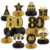 10PCS 80th Birthday Decorations Centerpieces for Table Decorations,Gold Black Happy 80th Birthday Honeycomb Table Topper Birthday Party Decoration for Men (Gold & Black, 80 Years) view 1