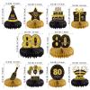 10PCS 80th Birthday Decorations Centerpieces for Table Decorations,Gold Black Happy 80th Birthday Honeycomb Table Topper Birthday Party Decoration for Men (Gold & Black, 80 Years) view 2