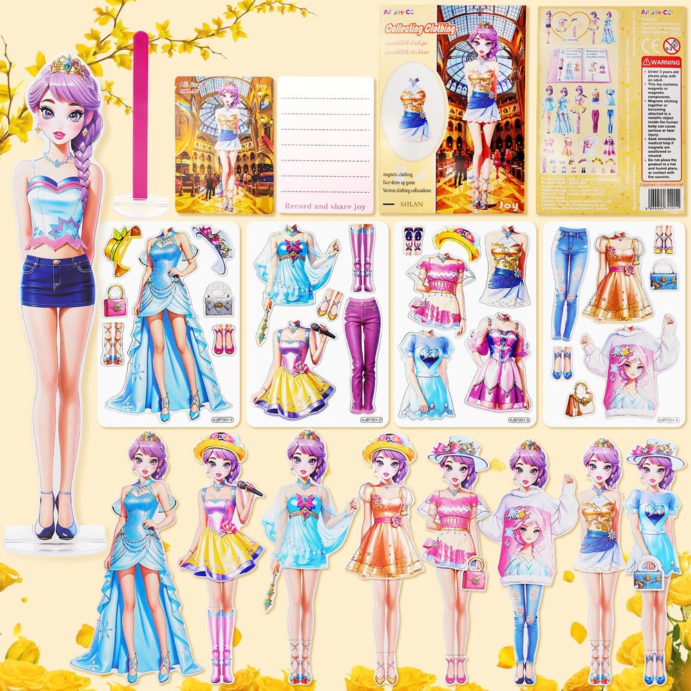 Magnetic Dress Up Dolls, Magnetic Princess Dress Up Paper Dolls, Magnetic Dress Up Dolls for Girls Ages 4-10 Learning Created Imagine Set Birthday Gift (Joy)