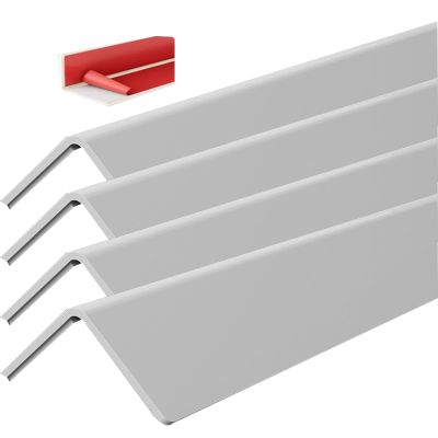 Thickened PVC Wall Corners Protector, Self-Adhesive Walls Corner Guard/ L-Shape Tile Sill Edge Protection Decor for Window Stair Door Frame, Waterproof/ Cuttable 4 Pcs ( Color : 4 PCS White , Size : W