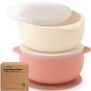 KeaBabies 2-Pack Baby Bowls with Suctions, Lids - Silicone Toddler Suction Bowls for Baby Boy, Girl, Kids, Food Grade Silicone, BPA-Free, Dishwasher Safe, Toddler Eating Essentials (Roseate) view 1