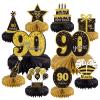 10PCS 90th Birthday Decorations Centerpieces for Table Decorations,Gold Black Happy 90th Birthday Honeycomb Table Topper Birthday Party Decoration for Men (Gold & Black, 90 Years) view 1