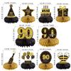 10PCS 90th Birthday Decorations Centerpieces for Table Decorations,Gold Black Happy 90th Birthday Honeycomb Table Topper Birthday Party Decoration for Men (Gold & Black, 90 Years) view 2