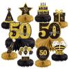 10PCS 50th Birthday Decorations Centerpieces for Table Decorations,Gold Black Happy 50th Birthday Honeycomb Table Topper Birthday Party Decoration for Men (Gold & Black, 50 Years) view 1