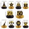 10PCS 50th Birthday Decorations Centerpieces for Table Decorations,Gold Black Happy 50th Birthday Honeycomb Table Topper Birthday Party Decoration for Men (Gold & Black, 50 Years) view 2