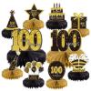 10PCS 100th Birthday Decorations Centerpieces for Table Decorations,Gold Black Happy 100th Birthday Honeycomb Table Topper Birthday Party Decoration for Men (Gold & Black, 100 Years) view 1