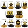 10PCS 100th Birthday Decorations Centerpieces for Table Decorations,Gold Black Happy 100th Birthday Honeycomb Table Topper Birthday Party Decoration for Men (Gold & Black, 100 Years) view 2