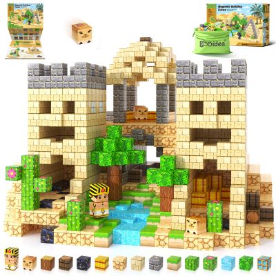 Gooidea Large Magnetic Blocks Kids Toys, Sensory Learning Toys, Mine Magworld Building Craft, Desert Construction Set, 1 Magnetic Building Cubes, Game Gift for 3+ Year Old Boys Girls