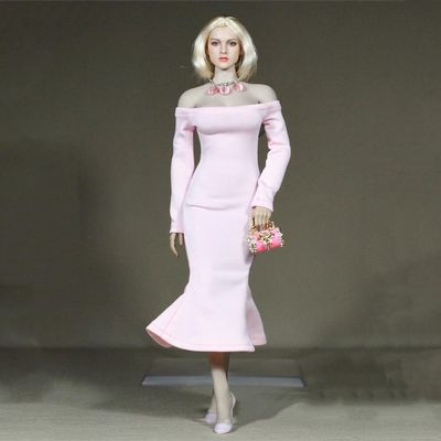 1/6 Scale Female Clothes,Female Customized Off Shoulder Skirt Long Dress Clothing for 12inch PH TBL JO UD Action Figure Body (Pink)
