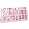 Elfzone My First Year Picture Frame - Baby First Year Photo Frame for Baby 12 Month Picture Frame and Growth Record, Pink view 1