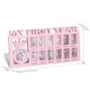 Elfzone My First Year Picture Frame - Baby First Year Photo Frame for Baby 12 Month Picture Frame and Growth Record, Pink view 2