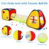 3 in 1 Pop Up Kids Play Tent with Tunnel and Ball Pit for Kids, Boys, Girls, Babies and Toddlers, Indoor/Outdoor Playhouse, Red&Yellow&Blue view 2