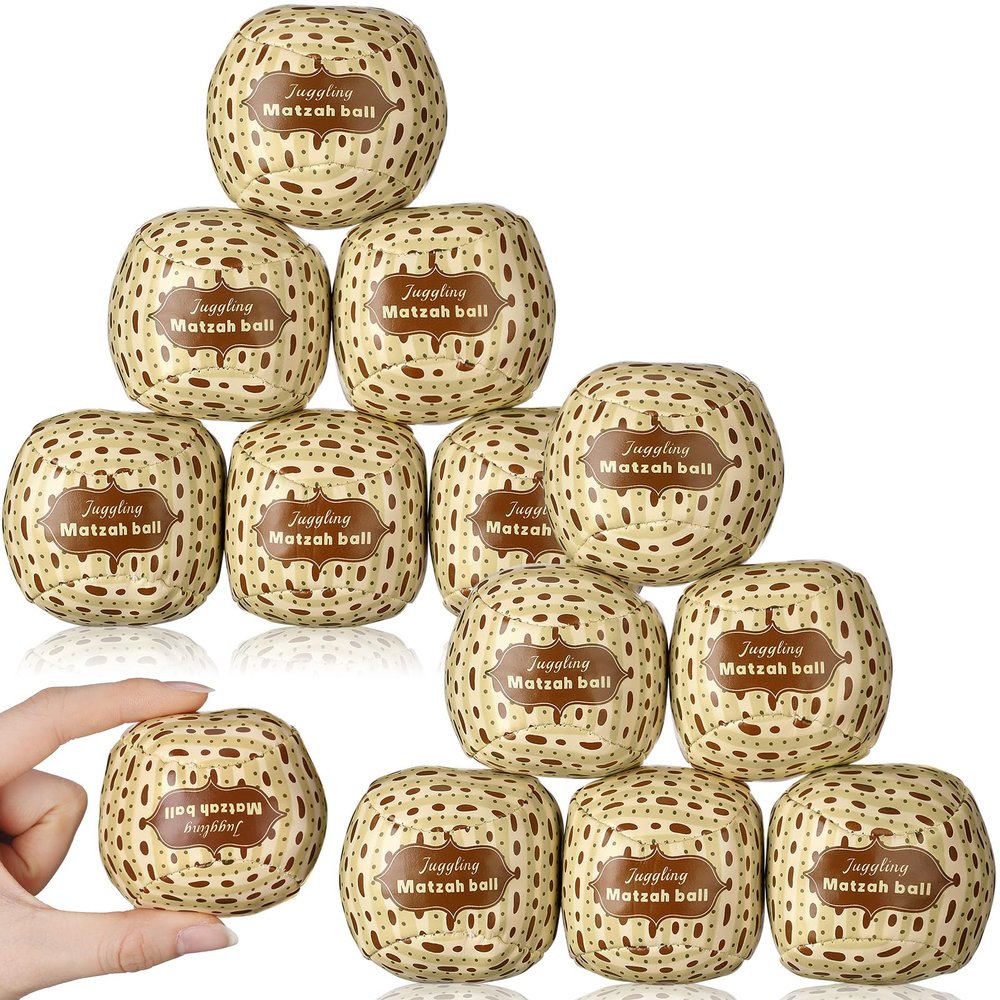 Blueweenly 12 Packs Passover Matzah Juggling Balls Mini Juggling Matzah Balls Juggling Sets Circus Balls with Matzo Decor for Pesach Holiday and Seder Party Favors Decorations