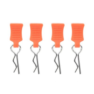 RC Body Clips Bent Springy R Pins,Body Shell Clip Pin Fixing Bracket Set,RC Model Bent Body Clip Accessory for 1/8 1/10 1/12 RC Car (Orange)