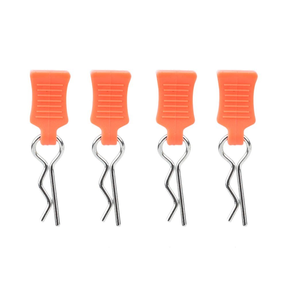 RC Body Clips Bent Springy R Pins,Body Shell Clip Pin Fixing Bracket Set,RC Model Bent Body Clip Accessory for 1/8 1/10 1/12 RC Car (Orange)