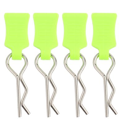 CDQL RC Body Clips Bent Springy R Pins,Body Shell Clip Pin Fixing Bracket Set,RC Model Bent Body Clip Accessory for 1/8 1/10 1/12 RC Car (Yellowish Green)