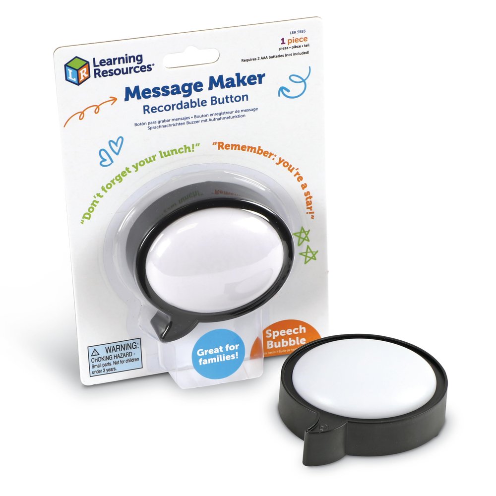 Learning Resources Message Maker Recordable Button Speech Bubble - SEL Toys, Conversation Skills, Voice Recorder Buttons for Classroom, Teacher Literacy Group, Gifts for Kids