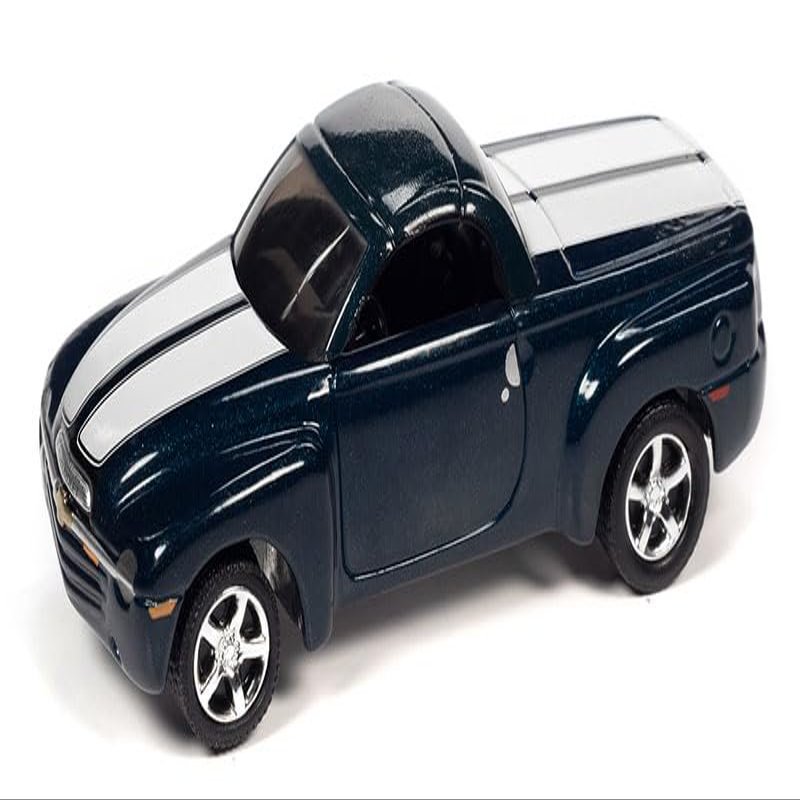 2005 Chevy SSR Pickup Truck Bermuda Blue Metallic with White Stripes Classic Gold Collection Series Limited Edition to 8476 Pieces Worldwide 1/64 Diecast Model Car Johnny Lightning JLCG030-JLSP279A