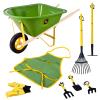 John Deere Deluxe 34" Wheelbarrow and Garden Set Includes 5 Realistic Gardening Tools,Gardening Apron, Gardening Gloves, Large Metal Wheelbarrow with Wooden Handles, Outdoor Toy Ages 5+ view 1