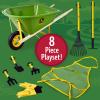 John Deere Deluxe 34" Wheelbarrow and Garden Set Includes 5 Realistic Gardening Tools,Gardening Apron, Gardening Gloves, Large Metal Wheelbarrow with Wooden Handles, Outdoor Toy Ages 5+ view 4
