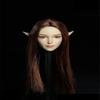 1/6 Scale Beauty Elf Girl Pale Skin Planted Hair Head Sculpt Carved for 12inch Action Figure Body Collection (Long Brown Hair) view 1
