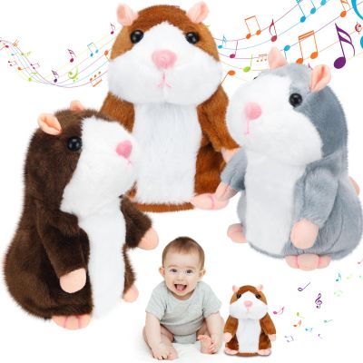 Motionchic 3 Pcs Talking Hamster Repeats What You Say Valentines Interactive Stuffed Plush Animal Hamster Toys Talking Mouse Toys for Kids Birthday Valentines Exchange Gifts Boys Girls Early Learning