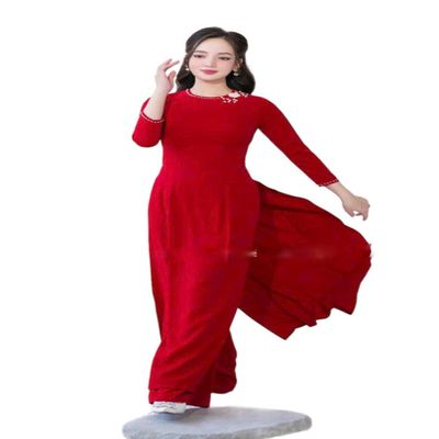 A19 Ao dai Vietnam Vietnamese Traditional Ao Dai For Women, Ao Dai For Women, Vietnamese Dress For Women, Ao Dai Dress For Women ao dai Tet Lunar New Year (S, Red)