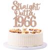 1 Pack 60th Birthday Cake Topper Glitter Straight Outta 1966 Sixty Awesome Since 1966 Cake Pick 60 Fabulous Cake Decorations for 60th Birthday Wedding Anniversary Party Supplies Rosegold view 1