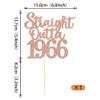 1 Pack 60th Birthday Cake Topper Glitter Straight Outta 1966 Sixty Awesome Since 1966 Cake Pick 60 Fabulous Cake Decorations for 60th Birthday Wedding Anniversary Party Supplies Rosegold view 2