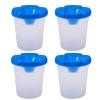 BE-TOOL 4 Pcs Non Spill Paint Pots with Double Cover Art Supplies Paint Cups with Lids for Paint Tinting Cup Cleaning Brushes 250 ML (Blue) view 1