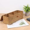 Moosky Wicker Shelf Baskets with Lid,Rectangular Seagrass Woven Storage Baskets with Dividers for Bathroom Organizer Small Bins Home Decor (Natural) view 2