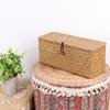 Moosky Wicker Shelf Baskets with Lid,Rectangular Seagrass Woven Storage Baskets with Dividers for Bathroom Organizer Small Bins Home Decor (Natural) view 4