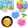 Easter Eggs Basket Stuffers Toys Gifts for Toddler Boys Girls,4 Pack Light up Spinning Tops with Music, Non Candy Spring Easter Egg Hunt Party Favor Supplies Goodie Bag Filler Classroom Prize for Kids view 1