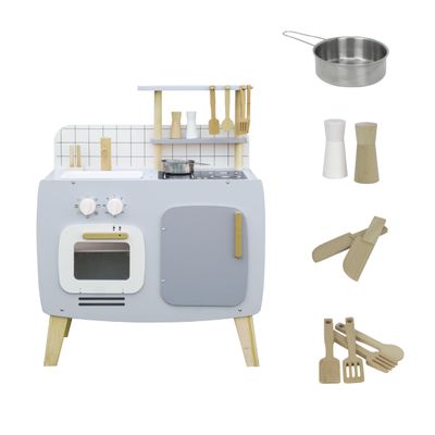 JOCCA - Children's Wooden Kitchen | Children's Toy Kitchen with Accessories | Vintage Retro Kitchen for Children | Wooden Toy Kitchen | Over 3 Years, 36 Months