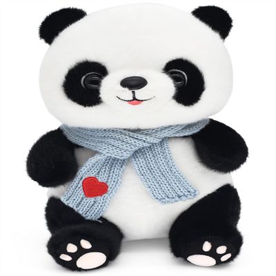 9.8'' Panda Dolls with Love Heart Scarf, Soft Stuffed Plush Animal Toys Plushies Birthday Gifts for Her/Girlfriend Lover Mom Kids (Blue)
