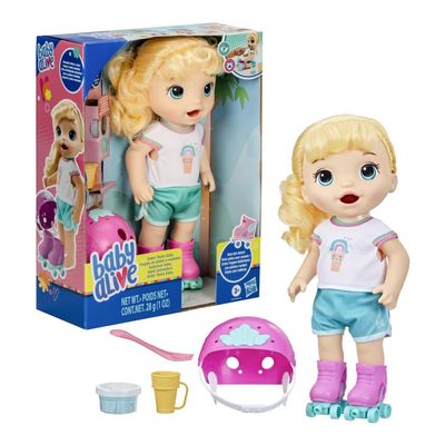 Baby Alive: Roller Skate Baby 14-Inch Doll Blonde Hair, Blue Eyes Kids Toy for Boys and Girls