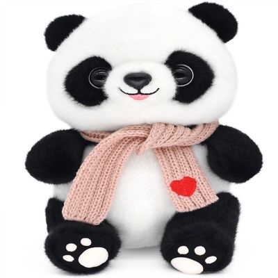9.8'' Panda Dolls with Love Heart Scarf, Soft Stuffed Plush Animal Toys Plushies Birthday Gifts for Her/Girlfriend Lover Mom Kids (Pink)