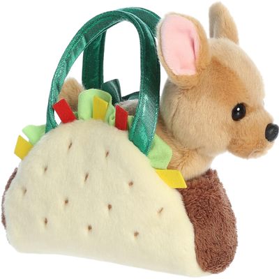 Aurora Fashionable Fancy Pals Taco Puppy Stuffed Animal - Plush with Stylish Purse for Dress Up Fun - Perfect for Kids 3+ Years, Costumes, and Birthdays - Brown 7 Inches