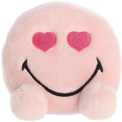 Aurora Colorful SmileyWorld Palm Pals Heart Eyes Stuffed Animal - Eye-Catching Designs - Whimsical Cuteness - Pink 5 Inches