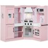 Best Choice Products Pretend Play Corner Kitchen, Ultimate Interactive Wooden Kids Playset w/Lights & Sounds, Ice Maker, Hood - Pink view 1