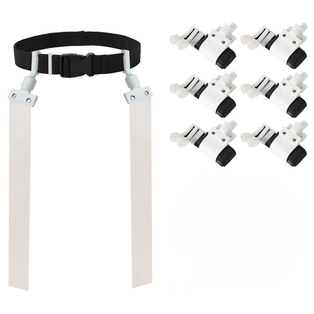 6 Pop Flag Football Set-Complete (10 Player/12 Player/14 Player) Flag Belts and Flags Set (White)