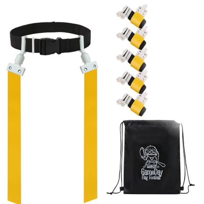 Gameday 6 Player Pop Flag Football Set-Complete w/Flags, Belts and carry Backpack (Yellow)