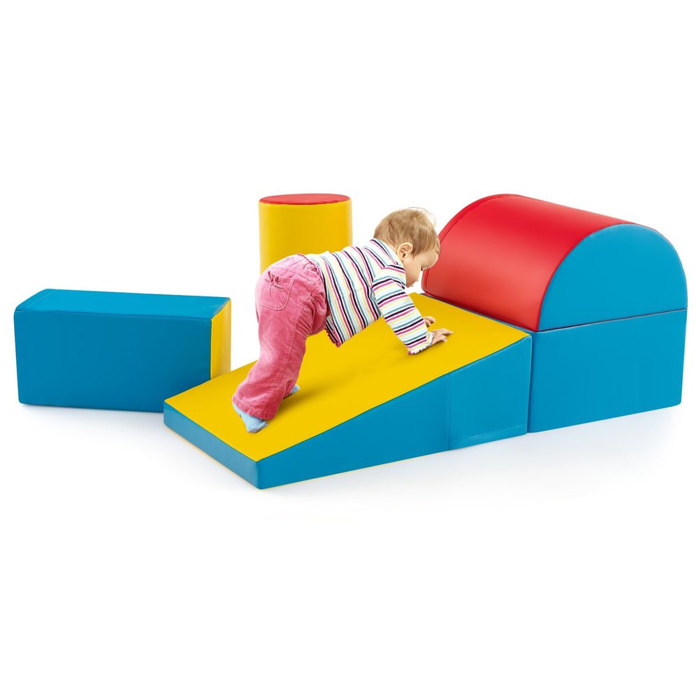 Costzon Climbing Toys for Toddlers, 5 Pieces Soft Foam Block Play Structures Infants Climbers for Child Development, Waterproof Indoor Crawl and Climb Foam Play Set for Kids Preschool Baby