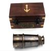 1920 Ship Captain's Working Telescope - Handmade Brass Spyglass, Vintage Pirate's Instrument, Antique Maritime/Marine Nautical Binocular, Premium Wooden Box view 2