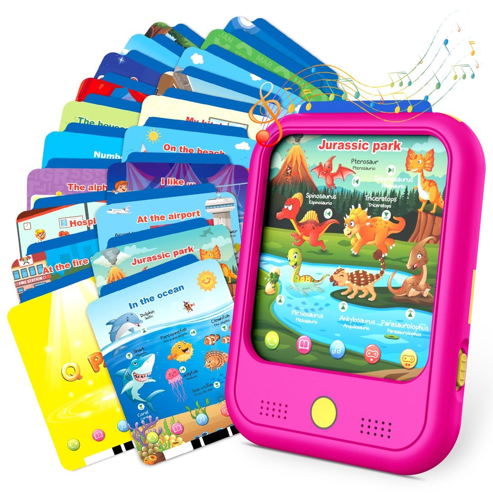 Kids Learning Tablet Educational Learning Pad for Toddlers 2-5 to Learn Alphabets, Numbers, Foods, Time, Music, Vehicles, Tablet Toy for Toddlers Ages 2 3 4 5 6 Years Old