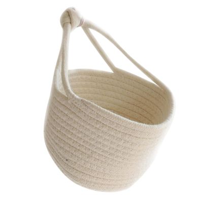 IMIKEYA Hanging Hanging Hamper Wall Basket Rope Storage Hanging Organizer with Pockets Toy Storage Bin Baby Basket Toy Storage Wall Hanging White Household Products
