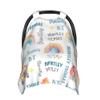 Personalized Winter Baby Car Seat Cover with Name Rainbow Winter Car Seat Cover for Baby Seat or Stroller Custom Infant Car Seat Covers Minky Blankets Nursing Cover Breastfeeding Scarf view 1