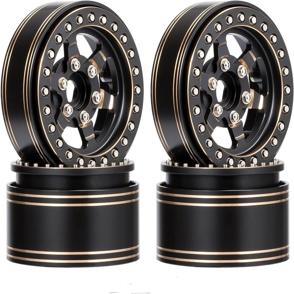 1.9'' Heavy Brass Beadlock Wheel Rims with Scale Hardware for 1/10 RC Crawler SCX10 Capra Wraith RR10 TRX4 TRX6 RGT 86100 Redcat